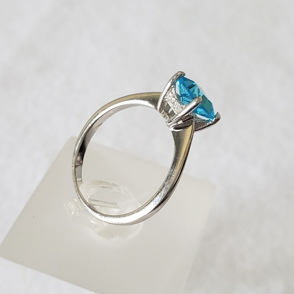 Sterling Princess Cut Acqua Ring - Picture 4 of 8